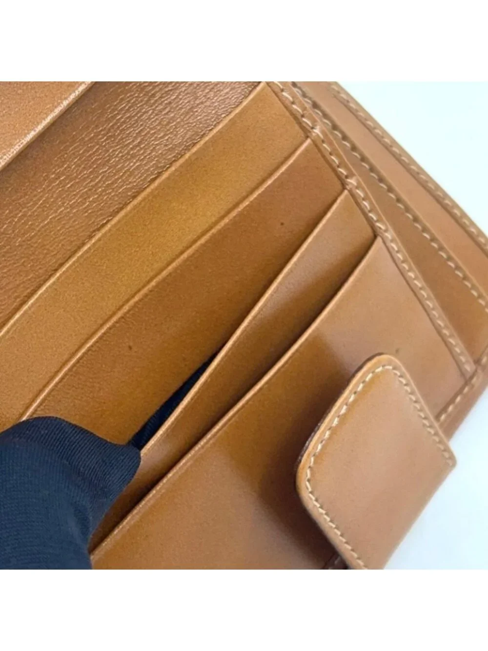 Fendi Pecan Leather Brown Beige Snap Wallet Gold